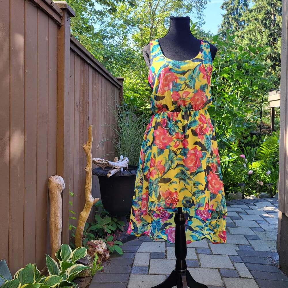 High Low Yellow Floral Dress Size Small